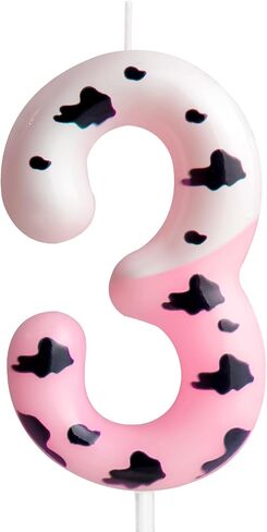2nd Birthday Candle Cow Number 2 Candle Cow Cake Decoration Birthday Party Supplies Pink Cow Themed Cake Topper Decorations for Kids Boy Girl Party Decor Supplies in Saudi Arabia