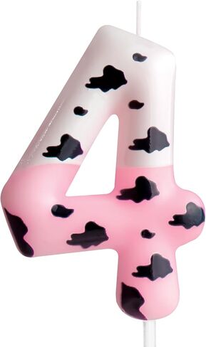 2nd Birthday Candle Cow Number 2 Candle Cow Cake Decoration Birthday Party Supplies Pink Cow Themed Cake Topper Decorations for Kids Boy Girl Party Decor Supplies in Kuwait