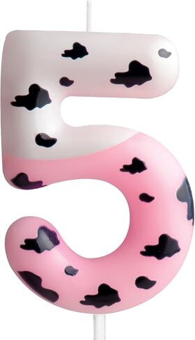 2nd Birthday Candle Cow Number 2 Candle Cow Cake Decoration Birthday Party Supplies Pink Cow Themed Cake Topper Decorations for Kids Boy Girl Party Decor Supplies in Saudi Arabia