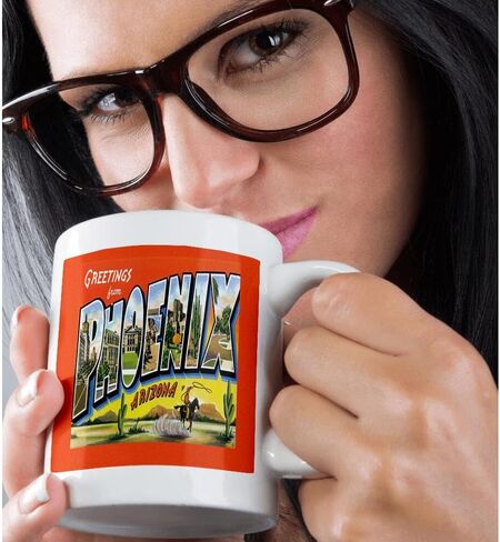 3dRose Greetings From Alabama With Scenes Of The State Inside Bold Lettering Two Tone Mug, 11 oz, Black in Saudi Arabia