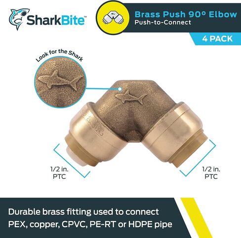 SharkBite 1 Inch 90 Degree Elbow, Push to Connect Brass Plumbing Fitting, PEX Pipe, Copper, CPVC, PE-RT, HDPE, U260LFA in Saudi Arabia