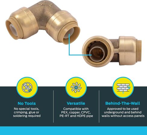 SharkBite 1 Inch 90 Degree Elbow, Push to Connect Brass Plumbing Fitting, PEX Pipe, Copper, CPVC, PE-RT, HDPE, U260LFA in Saudi Arabia