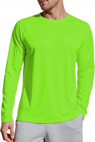 Men Long Sleeve Athletic Shirt, Crewneck Running T-Shirts Fitted, Moisture Wicking Base Layer Workout Tee Dry Fit in Saudi Arabia