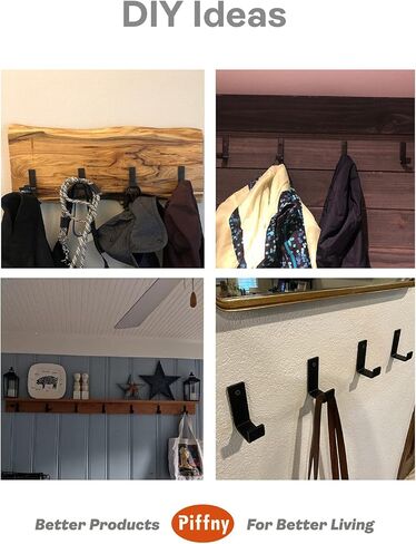 خطافات دائرية مثبتة على المسمار مصنوعة من الفولاذ المقاوم للصدأ للمناشف والأردية والقبعات والسترات في الحمام وغرفة النوم والمطبخ والمدخل والفناء الخلفي - أسود مخرش، 6 عبوات in Kuwait