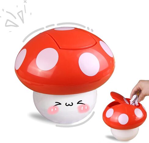 Mini Trash Can Mushroom Trash Can Mushroom Waste Bin Desktop Garbage Bin Cute Waste Basket with Lid for Home OfficeKitchen Trash Can in Saudi Arabia