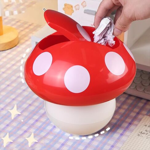 Mini Trash Can Mushroom Trash Can Mushroom Waste Bin Desktop Garbage Bin Cute Waste Basket with Lid for Home OfficeKitchen Trash Can in Saudi Arabia