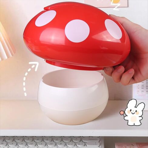 Mini Trash Can Mushroom Trash Can Mushroom Waste Bin Desktop Garbage Bin Cute Waste Basket with Lid for Home OfficeKitchen Trash Can in Saudi Arabia