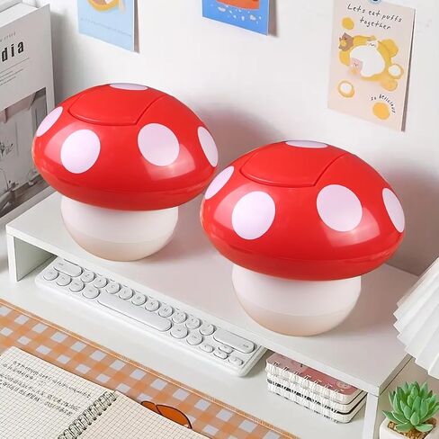 Mini Trash Can Mushroom Trash Can Mushroom Waste Bin Desktop Garbage Bin Cute Waste Basket with Lid for Home OfficeKitchen Trash Can in Saudi Arabia