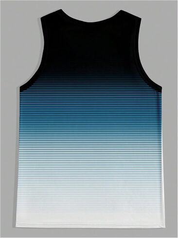 Men's Summer Tank Top Striped Ombre Crewneck Sleeveless Tank Top Workout Muscle Gym Tank T-Shirt in Saudi Arabia