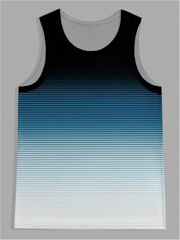 Men's Summer Tank Top Striped Ombre Crewneck Sleeveless Tank Top Workout Muscle Gym Tank T-Shirt in Saudi Arabia