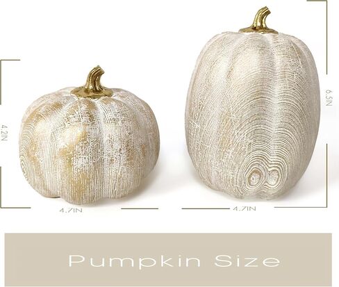 2 PCS Fall Pumpkin Decor, Gold Resin Pumpkin Figurines, Fall Decorations for Home, Rustic Farmhouse Neutral Artificial Pumpkin Statues for Thanksgiving, Table Centerpieces, Autumn, Harvest (Textured) in Saudi Arabia