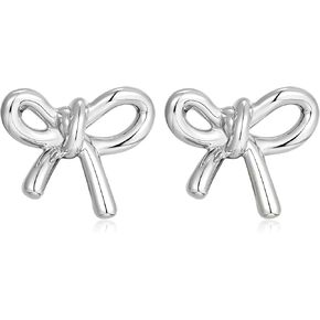 COZLANE Small Silver Gold Bow Stud Earrings for Women Butterfly Knot Studs Valentines Day Gifts for Her