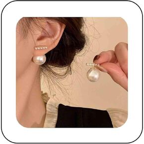 Boho Pearl Ear Jackets Earrings Gold Pearl Stud Earrings Vintage Pearl Front Back Earrings Double Side Pearl Earrings Jewelry for Women and Girls