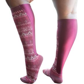 Xpandasox Women's Plus Size/Wide Calf Aztec Stripe/Solid Knee High Socks