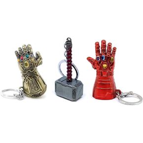 365Home 3-Pack Bronze Glove Keychain Silver Hammer Keychain Red Glove Keychain, Cool Gifts for Men, Husband, Boyfriend