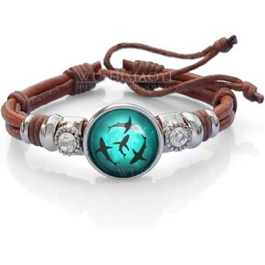 WUSHIMAOYI Circling Sharks Bracelet Personalized jewelry Leather Bracelet Gifts Customize Your Own Style