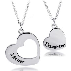 KUIYAI Mother Daughter Necklaces for 2 Engraved Matching Heart Mom Daughter Gift for Her
