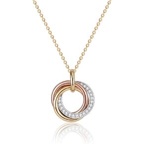 Ascona S925 Sterling Silver 3 Circles Necklaces Tricolor Generation Necklace for Women Interlocking Rings Pendant Necklace Great Grandma Christmas Mothers Day Valentines Day Gifts