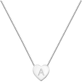 YL Initial Necklace 925 Sterling Silver Heart Letter Pendant 26 Alphabet Necklace for Women