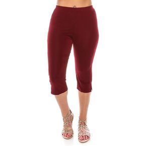 Jostar Women's Casual Capri Pants - Elastic Waist Stretchy Slim Fit Pull On Wrinkle Free Fabric Side Slit Cropped Trouser