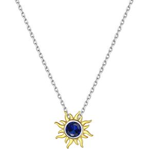 ChicSilver Women Gold Sun Necklace Dainty Small 925 Sterling Silver Birthstone Celestial Sun Pendant Necklace Birthday Gift