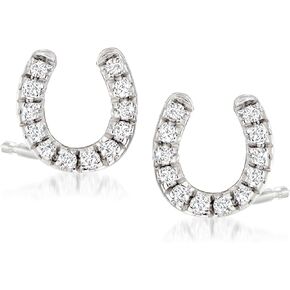 RS Pure by Ross-Simons 0.10 ct. t.w. Diamond Horseshoe Stud Earrings in Sterling Silver
