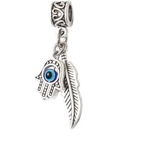 LaBenie Dangle Hamsa Palm, All-Seeing Eye & Feather Spirituality Dangle Charm