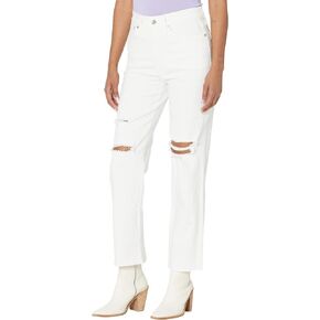 Madewell The Perfect Vintage Straight Jean in Tile White: Ripped-Knee Edition