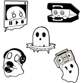5Pcs Ghost Enamel Pin Punk Music Style Badges Pin Black Humor Skull Brooch Pins Set Cute Lapel Pin Women Men Girls Boys Hat Bag Clothing Accessories Jewelry Gift, Metal, no gemstone in Kuwait