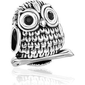 Women Owl Graduation Charm for Bracelets Cap Bead Widom Black Blue Cubic Zirconia Jewelry Daughter Granddaughter Classmate Hight School Graduate Birthday Anniversary