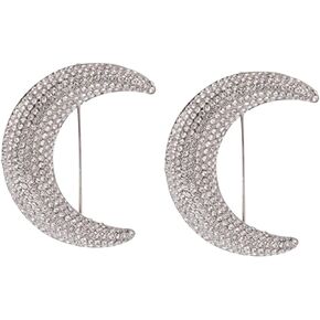 Parliky 2pcs Decoration Lapel Personalized Rhinestone Brooch Metal Moon Shawl Women for Back Pin Clothes Aesthetic Hat Suit