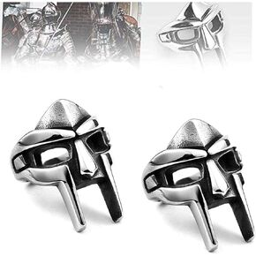 2 Pcs Mf Dooms Mask Ring, Gladiators Mask Ring, Nordic Pagan Vintage Stainless Ring, Ring Silver for Man and Woman