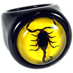 REALBUG Black Scorpion Black Ring Yellow Background Size 6 in Saudi Arabia