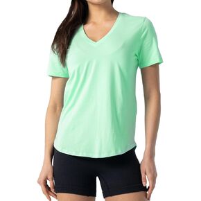 Lulucheri Women's Workout T-Shirt Pima Cotton Short Sleeve V-Neck Shirts Athletic Yoga Casual Tee Tops