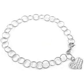 Verona Jewelers Womens 925 Sterling Silver Charm Bracelet, 7 Inch Bracelet For Women, Silver Braceler For Girls