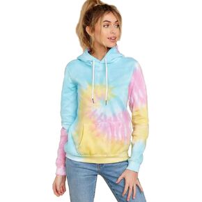 GLAM Tie Dye Hoodies for Women - Pullover Tie Dye Lightweight Sweatshirt with Ties - Size S to XXL