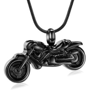 shajwo Motorcycle Cremation Urn Necklace for Ashes Pendant Jewelry for Women Men Loved One Keepsake Memorial Jewelry