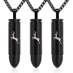 XSMZB Cremation Jewelry for Ashes Bullet Shape Pendant Urn Necklace Stainless Steel Keepsake Memorial Jewelry for Men Women