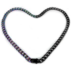Succuba Chain necklace Curb Chain Necklace Black silver Cuban Link Hip Hop Neck Chains for Men Boys and women from 16 inches to 24 inches