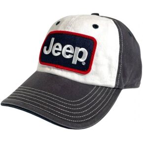 Jeep Premium Embroidered-Patch hat Washed, Heavyweight Chino Twill White/Charcoal/Navy