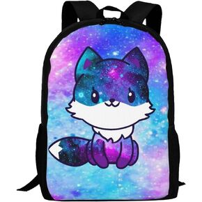 Galaxy Fox Pattern Backpack,Lightweight School College Bookbag Casual Student Travel Laptop Daypack - 17inch