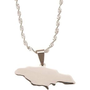 Heart Jamaica Jamaican Map Pendant Necklace for Women Girl Gold Color Jewelry