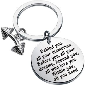 FEELMEM Fitness Keychain Fitness Gift Workout Coach Gift Behind You All Memories Before You All Your Dream Keychain