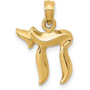 Jewelry Stores Network 14k Solid Yellow Gold Open Back Chai Long Life Symbol Pendant 19 mm x 13 mm