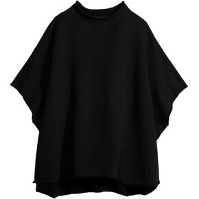 OPCAKM Women's Oversized Funnel Neck Tops 3/4 Batwing Sleeve Capelet Casual Workout Pullover Sweatshirts(Black-L) in Kuwait