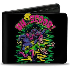 Buckle-Down Men's Scooby Doo Wallet, Bifold, Monsters Chasing Shaggy Uh Scoob Pose, Vegan Leather, 4.0" x 3.5"