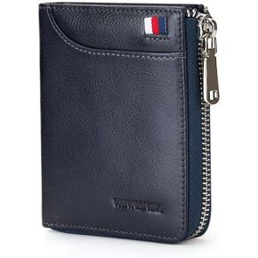 VANNANBA Wallets for Men RFID Genuine Leather Slim Mens Wallet with Front Pocket (blue)