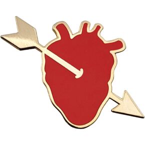 Pinsanity Red Heart with Golden Arrow Enamel Lapel Pin