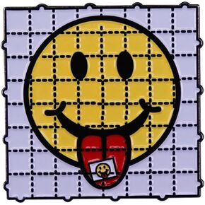 LSD Smiley Acid Face Stamp Tongue Drugs Trip Trippy 1.2" Enamel Pin Badge