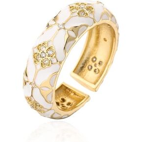 Jukoclut Four Leaf Clover Statement Rings for Women Adjustable Dainty Enamel Lucky Jewelry Band